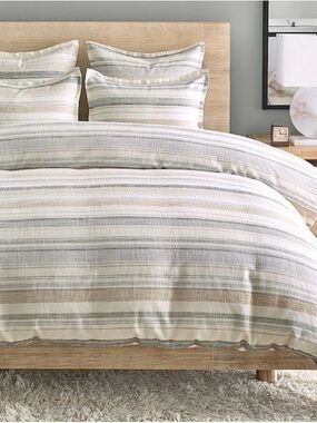 SOLD- Pottery Barn Clayton Striped Cotton Duvet Cover- King